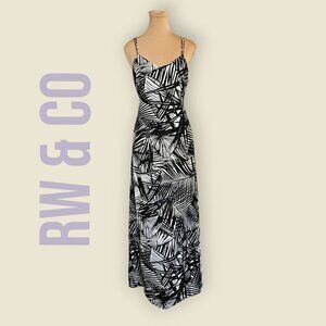 RW & Co Flowy Long Length Plant Foliage Holiday Vacation Dress Sz 4
